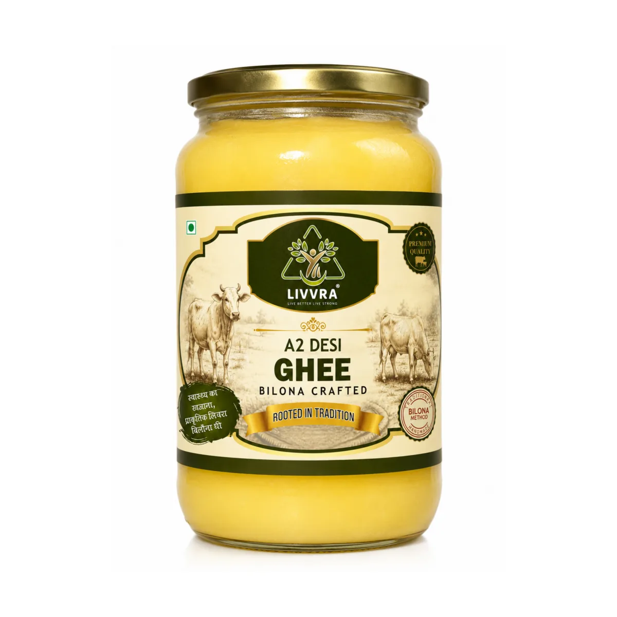 LIVVRA A2 Desi Ghee | Bilona Crafted | 100% Pure A2 Cow Ghee